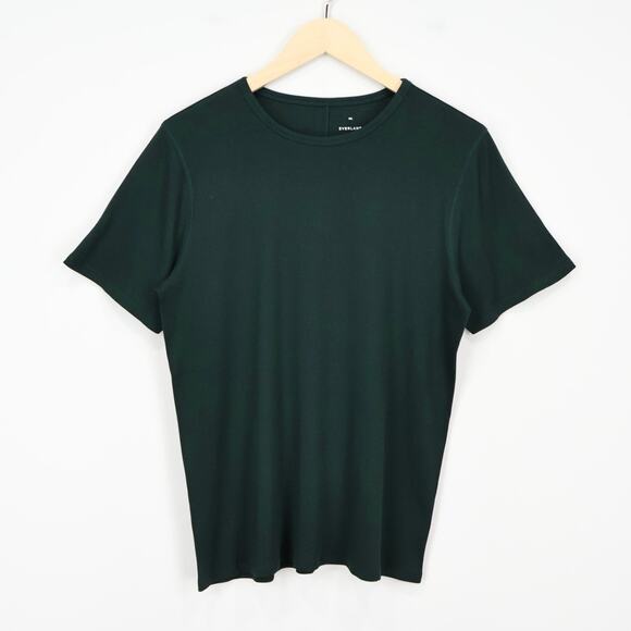 NWOT Everlane The Luxe Rib Crew Slim Fit Stretch Tee Dark Forest Green Size XXL - Picture 1 of 6